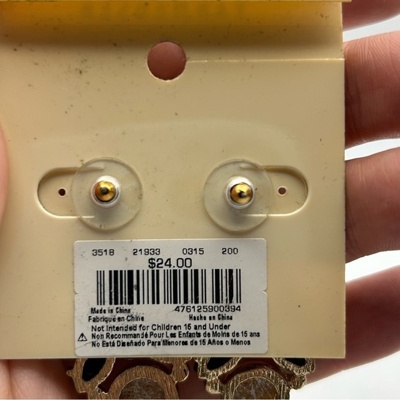 Van Heusen Dragonfly Inspired Yellow Rhinestone Sparkle Stud Dangle Earrings - Picture 5 of 5